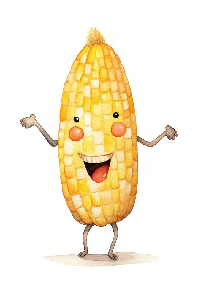 Happy dancing corn food white background anthropomorphic. AI generated Image by rawpixel.