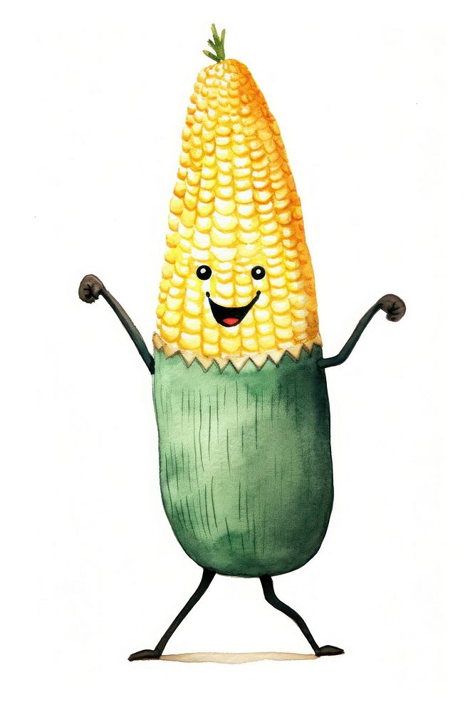 Happy dancing corn plant food white background. AI generated Image by rawpixel.