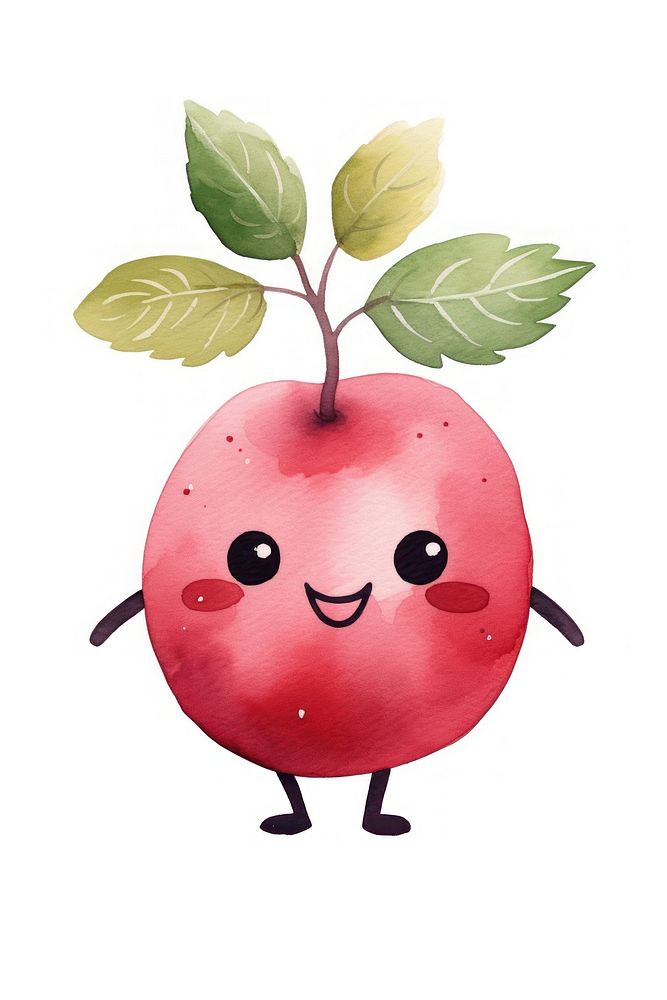 Happy dancing plum radish fruit apple. AI generated Image by rawpixel.