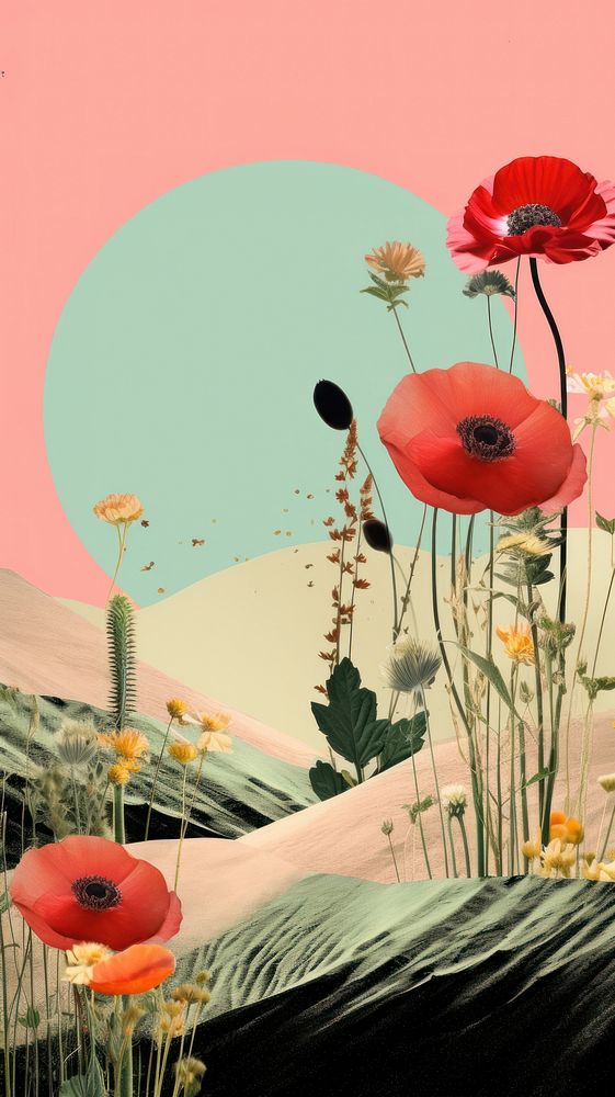 Field flower poppy plant. AI generated Image by rawpixel.