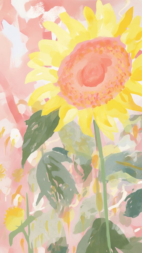 Sunflower abstract painting pattern. AI generated Image by rawpixel.