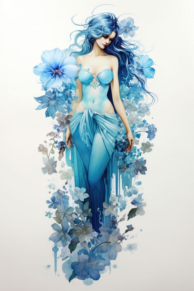 Mermaid painting adult blue. AI generated Image by rawpixel.