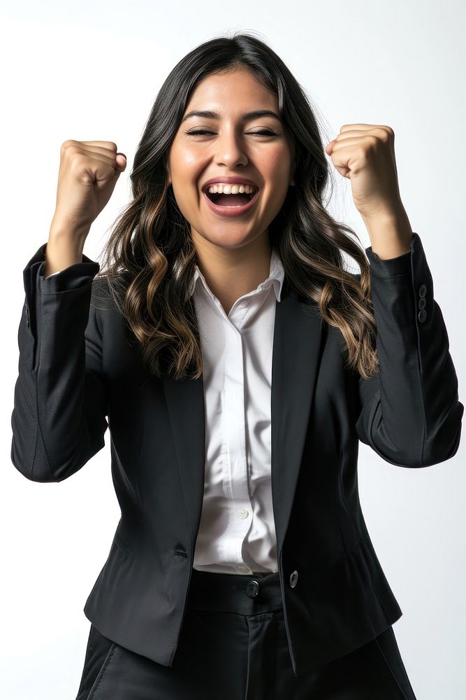 Mexican business woman cheering laughing portrait smile. AI generated Image by rawpixel.