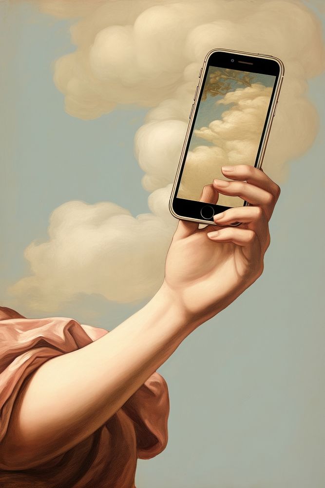 Hand holding mobile phone painting adult art. AI generated Image by rawpixel.