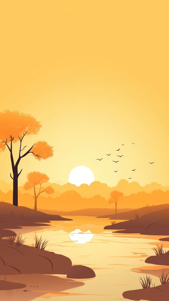 Landscape sunlight outdoors sunset. AI generated Image by rawpixel.