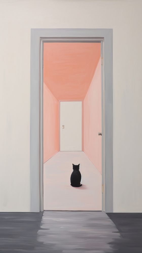 Cat architecture building corridor. AI generated Image by rawpixel.