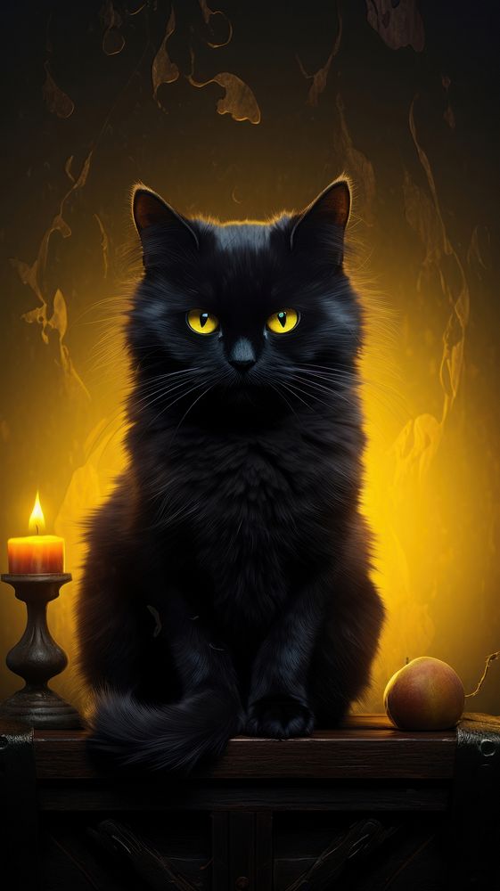 Black cat animal mammal candle. AI generated Image by rawpixel.