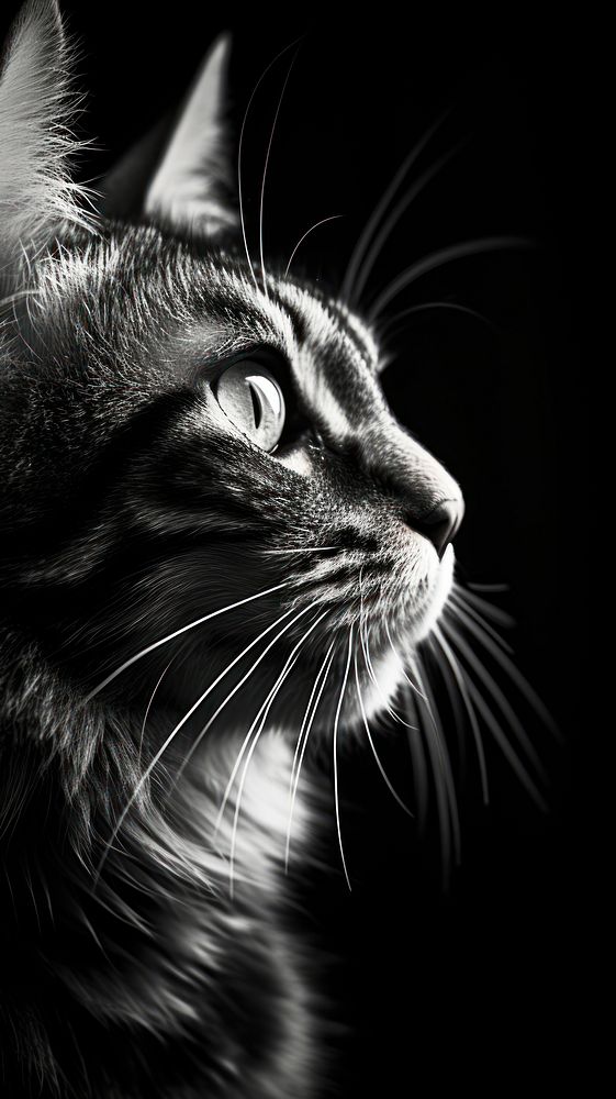 Cat photography monochrome portrait. AI generated Image by rawpixel.