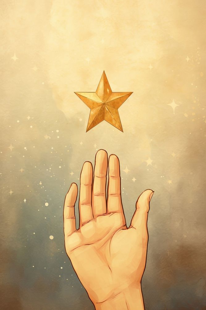 Hand holding star symbol adult gesturing. AI generated Image by rawpixel.