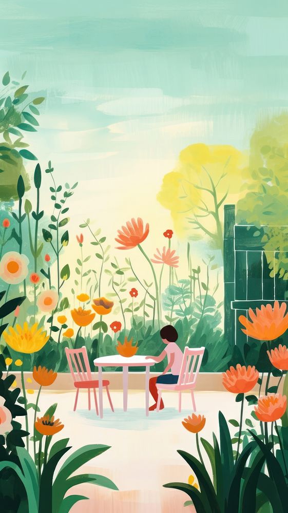 English garden furniture painting outdoors. AI generated Image by rawpixel.