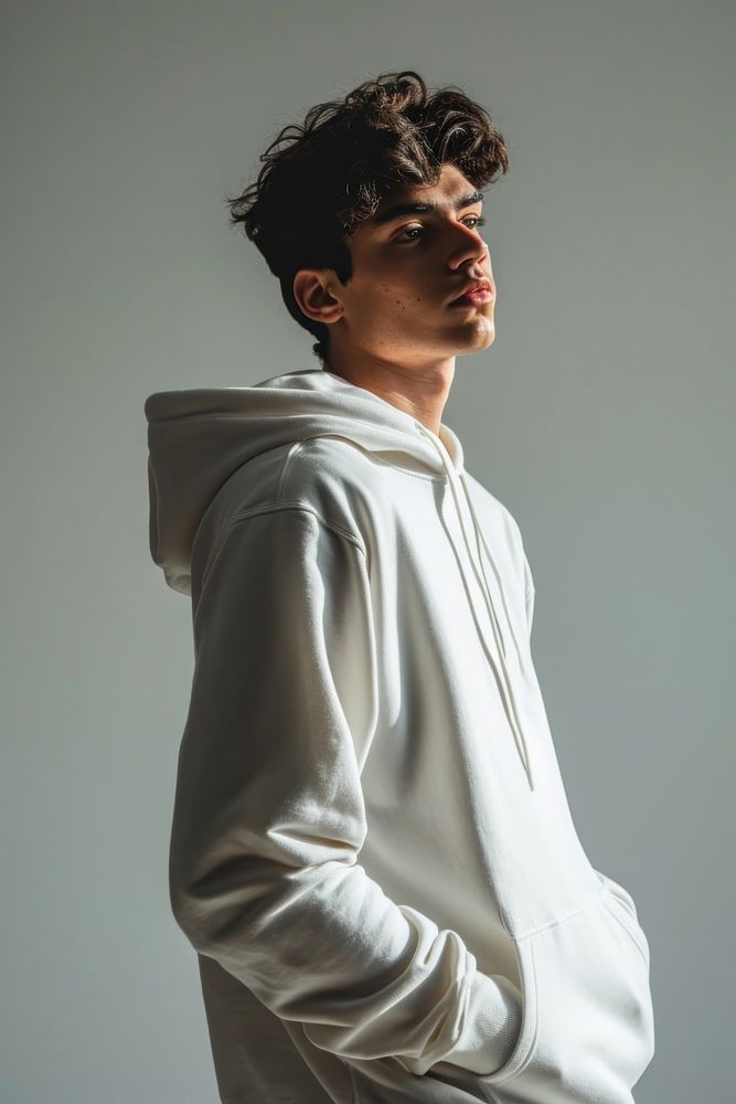 White hoodie sweater photography sweatshirt portrait. AI generated Image by rawpixel.