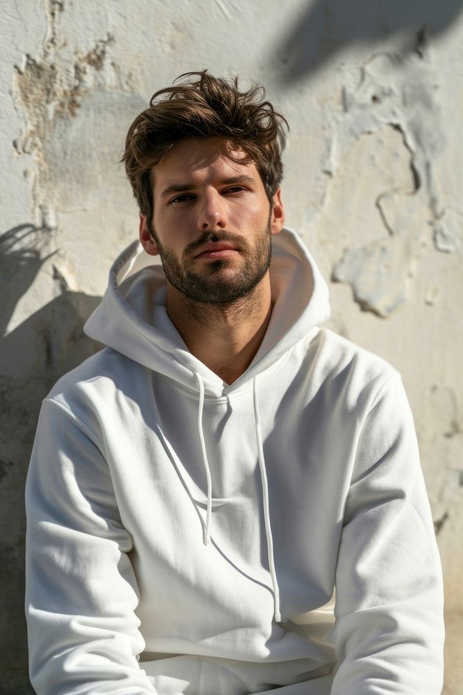 White hoodie sweater photography portrait fashion. AI generated Image by rawpixel.