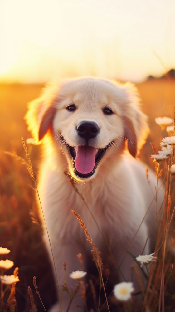 Happy golden retriever puppy outdoors mammal. 