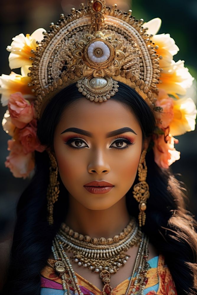 Bali dancer portrait tradition necklace. AI generated Image by rawpixel.