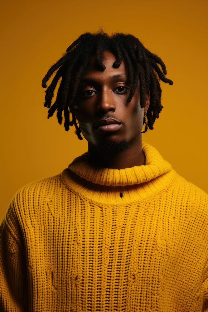 Yellow sweater portrait dreadlocks adult. AI generated Image by rawpixel.