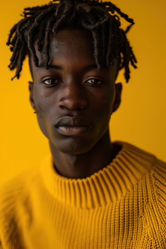 Wearing a yellow sweater portrait photography dreadlocks. AI generated Image by rawpixel.