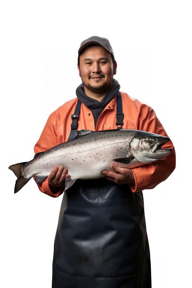 Fishmonger holding a salmon fisherman portrait adult. AI generated Image by rawpixel.