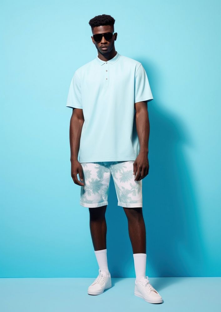 Black male standing shorts sleeve. AI generated Image by rawpixel.
