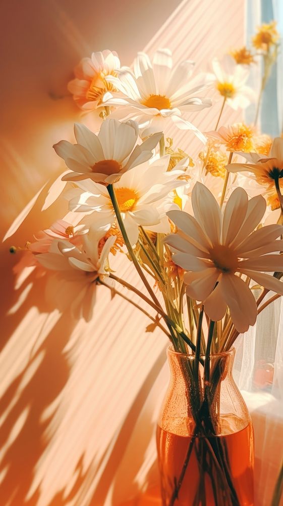 Flower in vase sunlight petal plant. AI generated Image by rawpixel.
