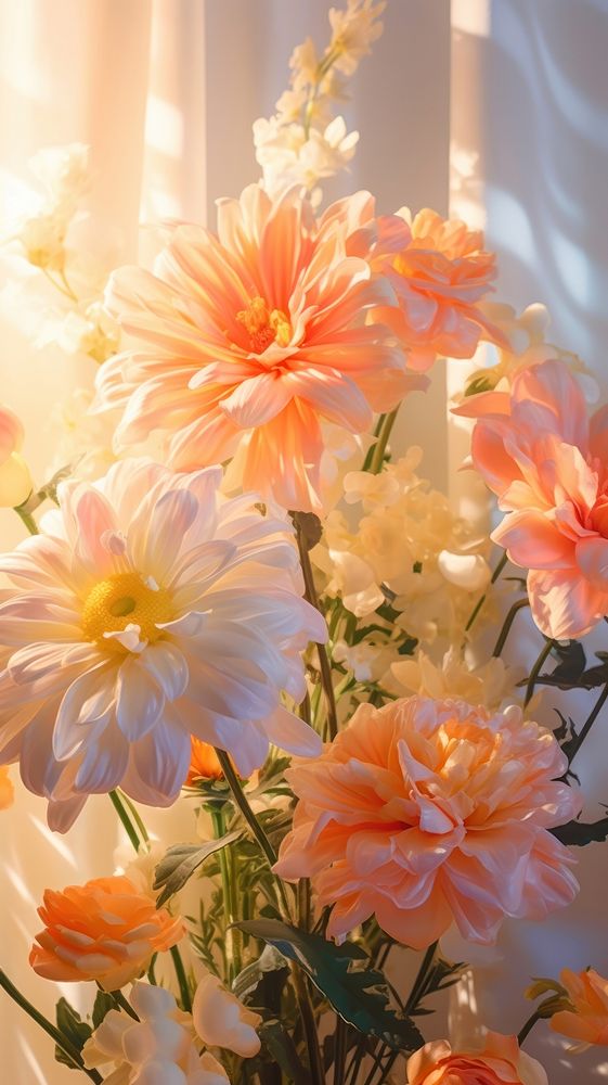 Floral sunlight blossom flower. AI generated Image by rawpixel.