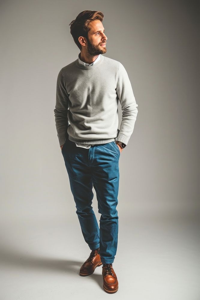 Blue trousers and sweater fashion jeans denim. AI generated Image by rawpixel.