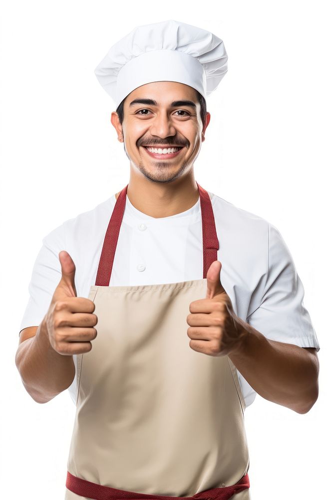 Mexican baker showing thumb up adult man white background. AI generated Image by rawpixel.