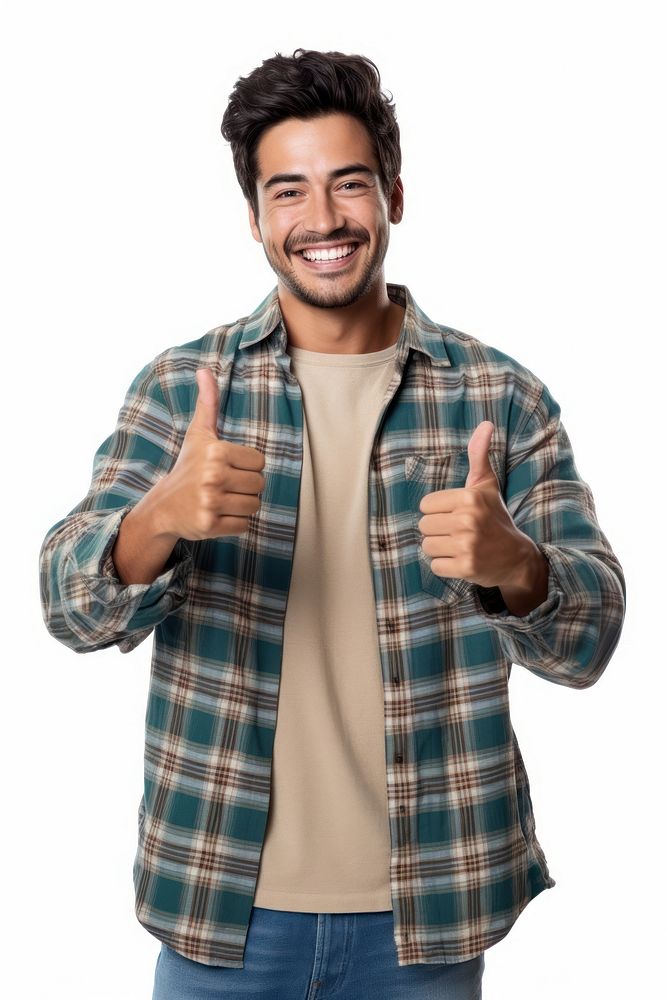 Mexican man showing thumbs up clothing shirt smile. AI generated Image by rawpixel.