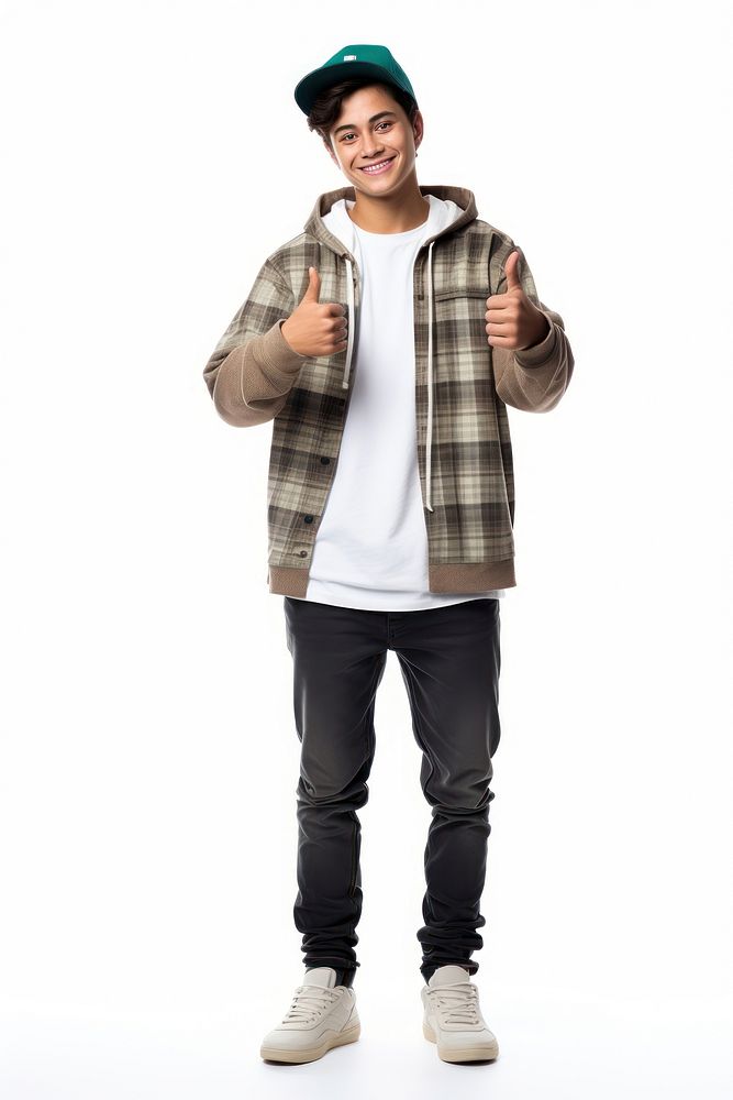Mexican teen showing thumb up standing clothing sleeve. AI generated Image by rawpixel.