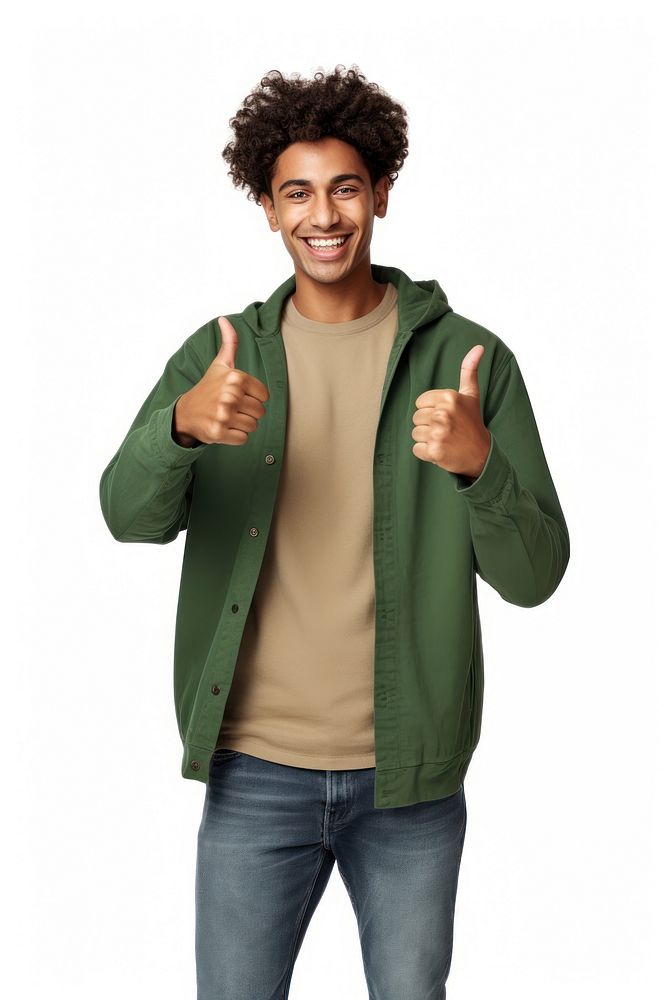 Mexican man showing thumb up clothing jacket adult. AI generated Image by rawpixel.