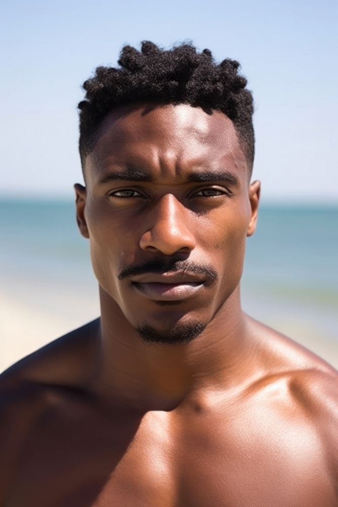 Black man adult bodybuilding barechested. AI generated Image by rawpixel.