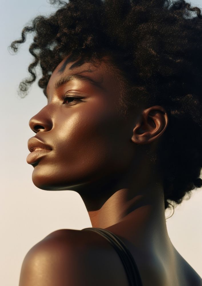 Black woman skin adult contemplation. AI generated Image by rawpixel.