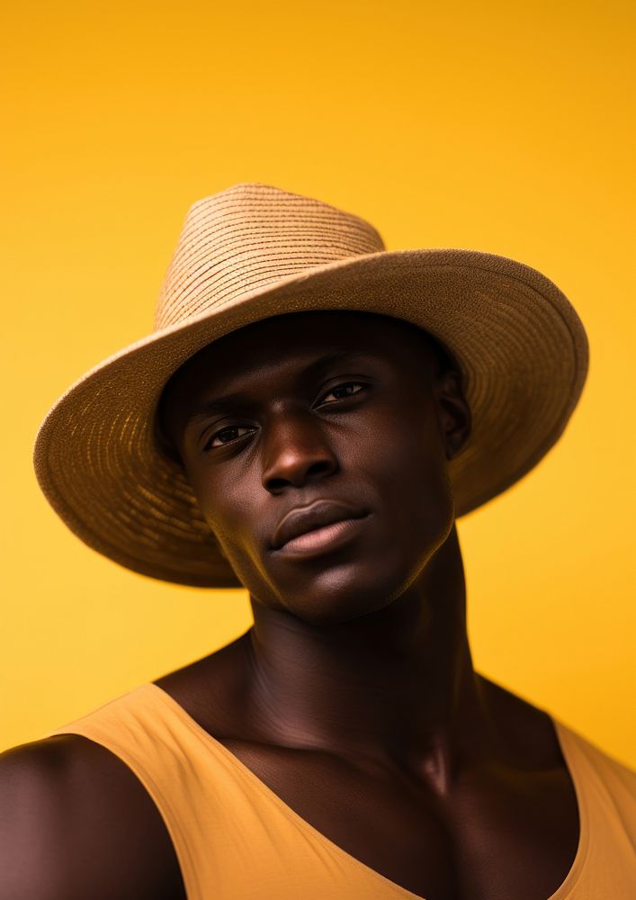 Black man photography portrait yellow. AI generated Image by rawpixel.