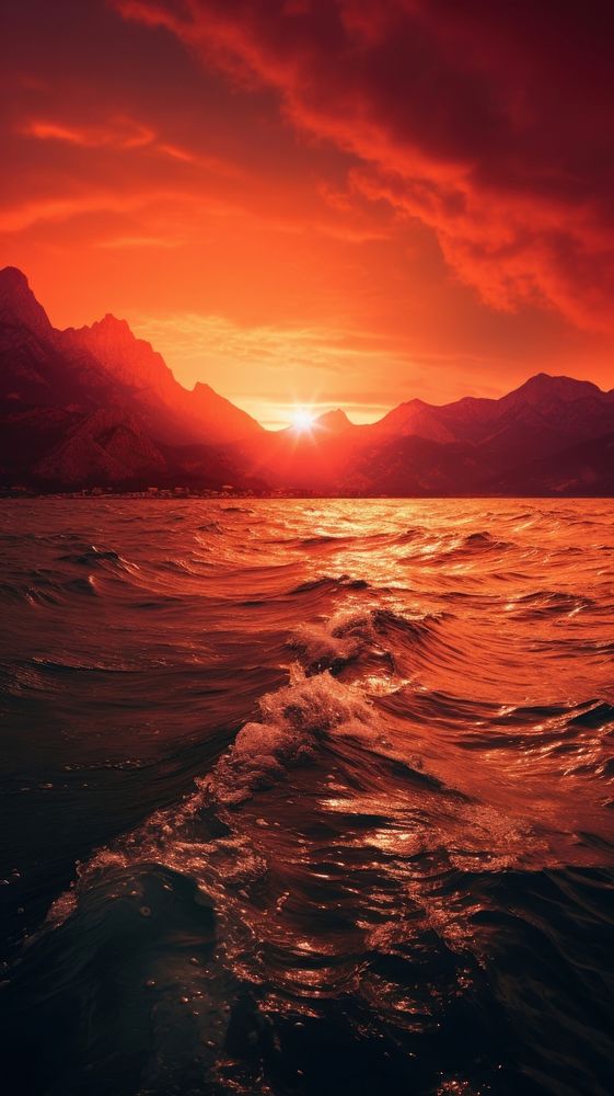Sunset ocean sky landscape. AI generated Image by rawpixel.