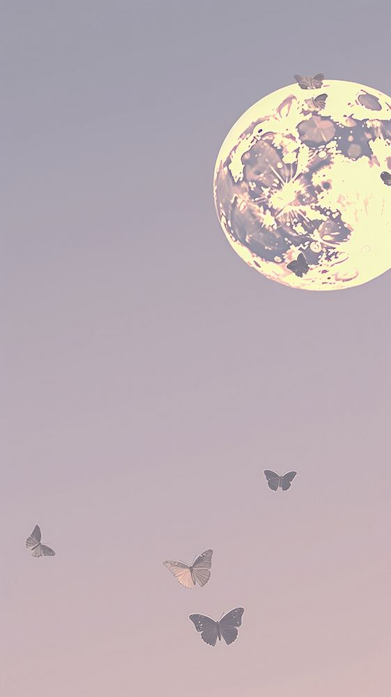 Butterflies and the moon astronomy outdoors nature. AI generated Image by rawpixel.