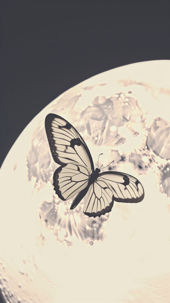 Butterfly and the moon insect nature white. AI generated Image by rawpixel.