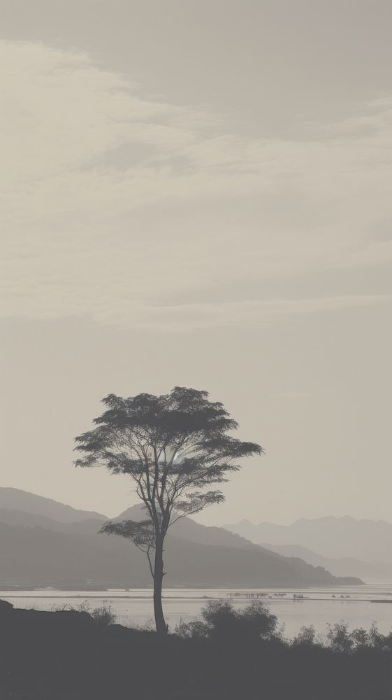 Landscape silhouette outdoors savanna. AI generated Image by rawpixel.