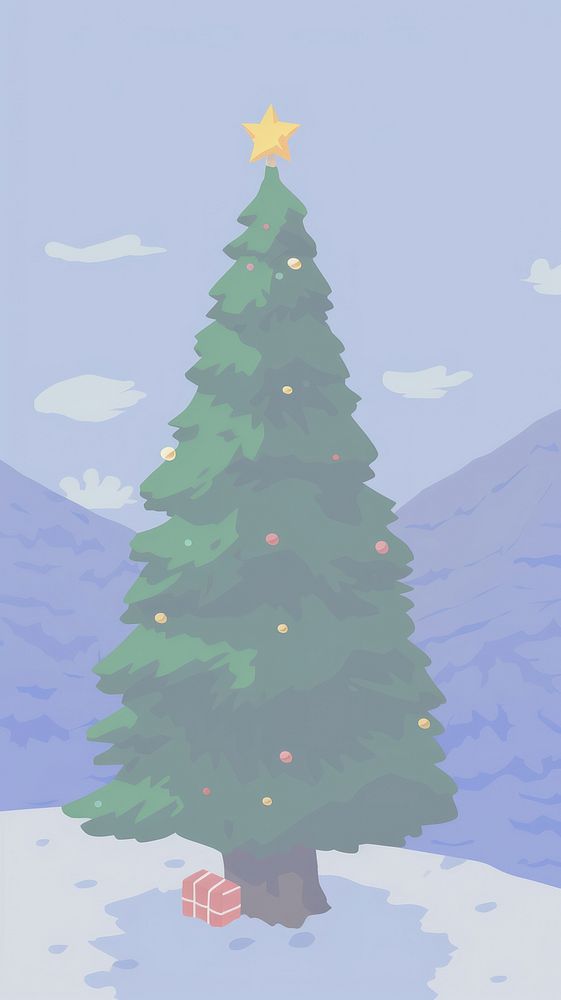 Christmas tree plant fir illuminated. AI generated Image by rawpixel.