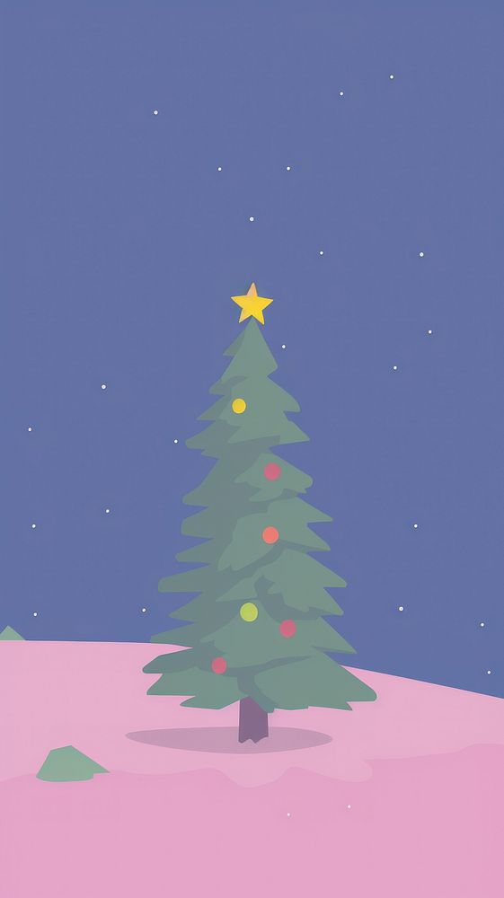 Christmas tree plant illuminated tranquility. AI generated Image by rawpixel.