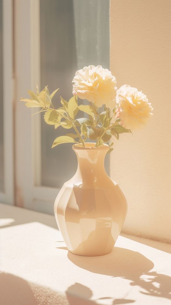 Flower in the vase windowsill plant wall. AI generated Image by rawpixel.
