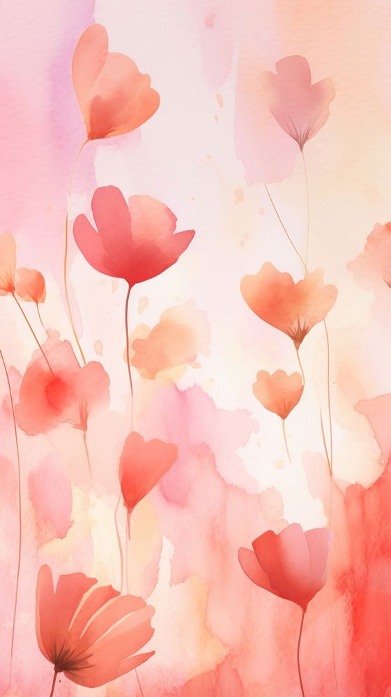 Aesthetic flowers wallpaper backgrounds painting pattern. AI generated Image by rawpixel.