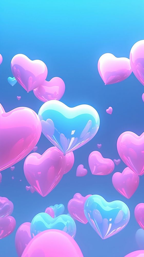 Aesthetic hearts wallpaper backgrounds transparent jellyfish. AI generated Image by rawpixel.