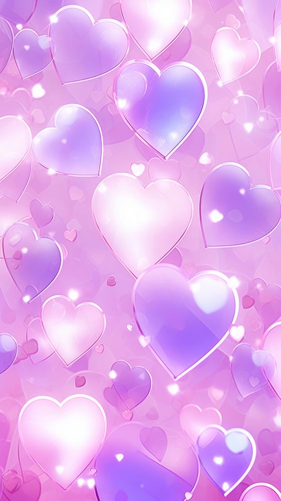 Aesthetic hearts wallpaper backgrounds purple transparent. AI generated Image by rawpixel.
