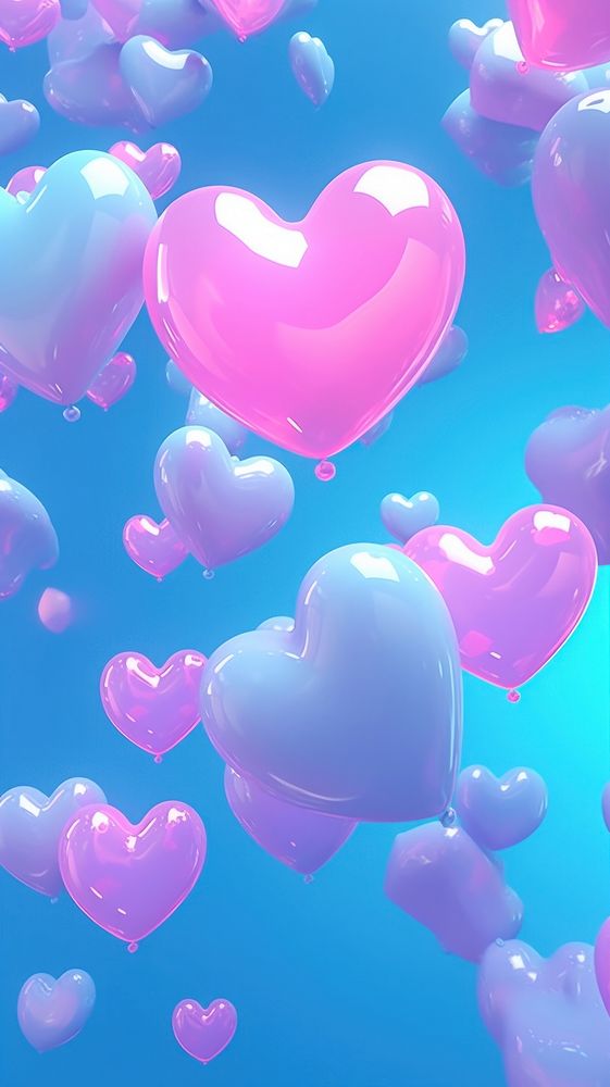 Aesthetic hearts wallpaper backgrounds balloon transparent. AI generated Image by rawpixel.