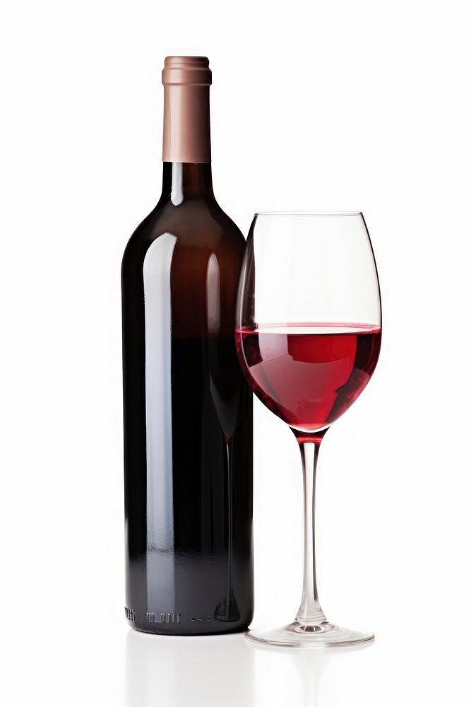 Wine bottle with wine glass drink white background refreshment. AI generated Image by rawpixel.