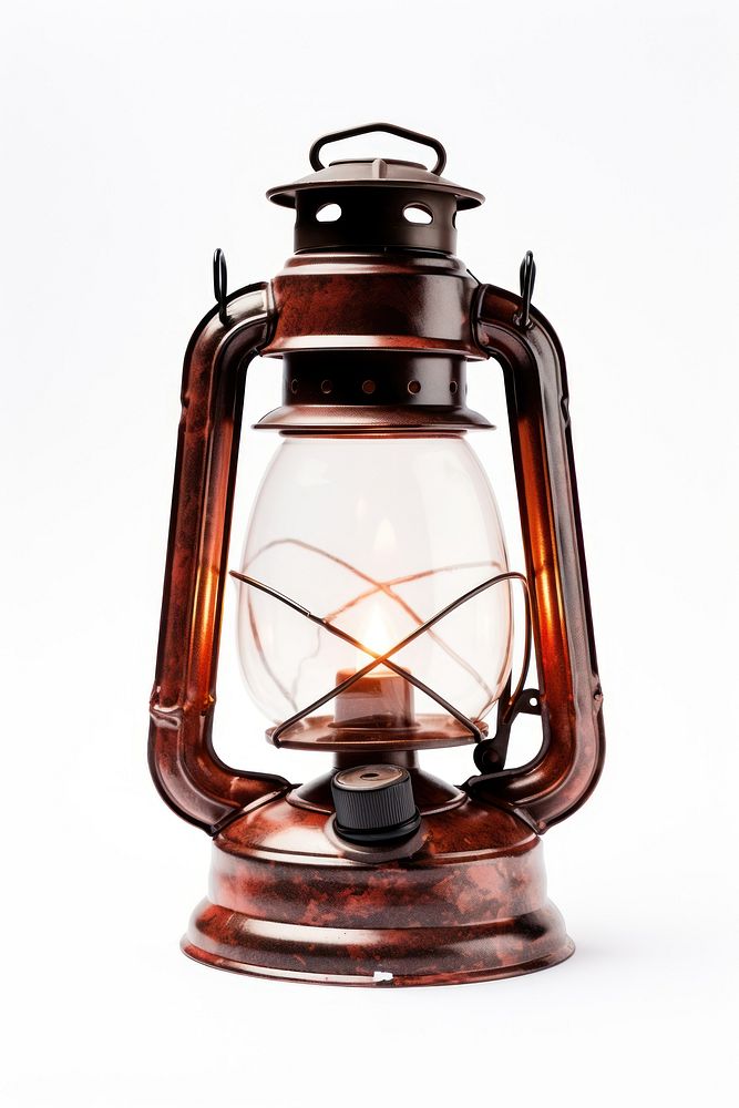 Camping lantern lamp white background illuminated. 