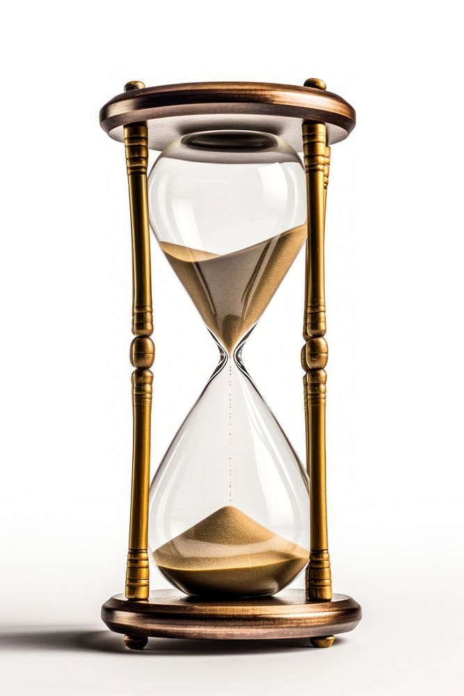 Hourglass white background deadline accuracy. AI generated Image by rawpixel.
