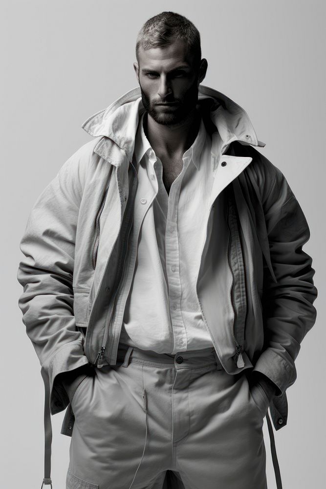 The man in the outfit is wearing a jacket photography portrait fashion. AI generated Image by rawpixel.