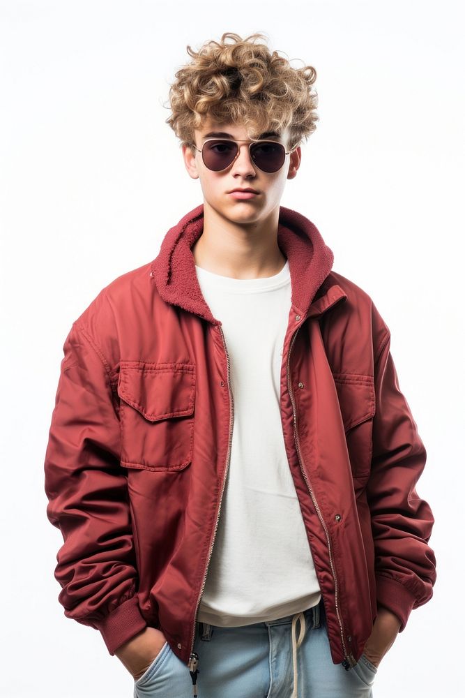 Man in the outfit is wearing a jacket with sunglasses sweatshirt sweater fashion. AI generated Image by rawpixel.