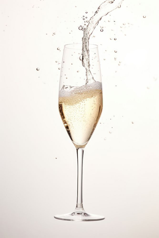 Champagne glass drink wine white background. AI generated Image by rawpixel.