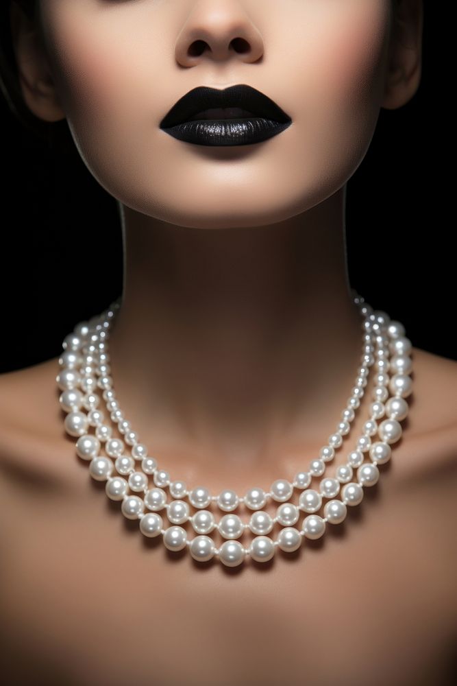 Woman wearing pearl necklace jewelry white accessories. AI generated Image by rawpixel.